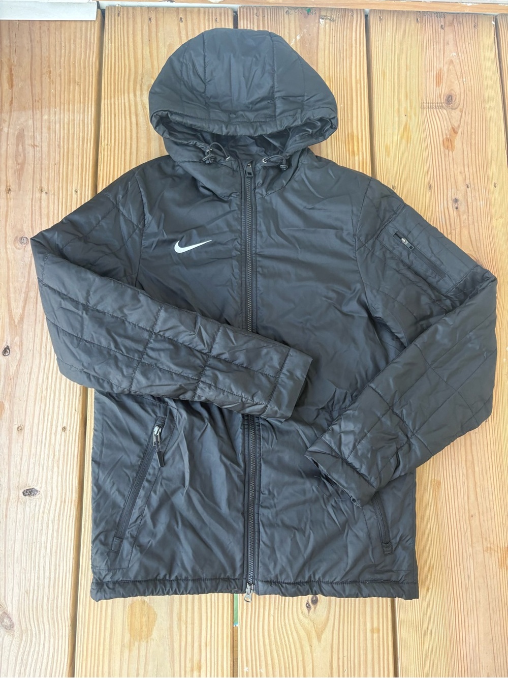 Nike Black Hooded Quilted Puffer Jacket